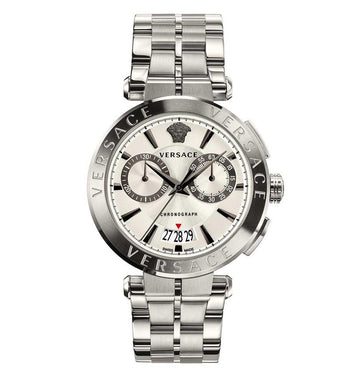 Versace Men’s Quartz Swiss Made Stainless Steel White Dial 45mm Watch VBR040017